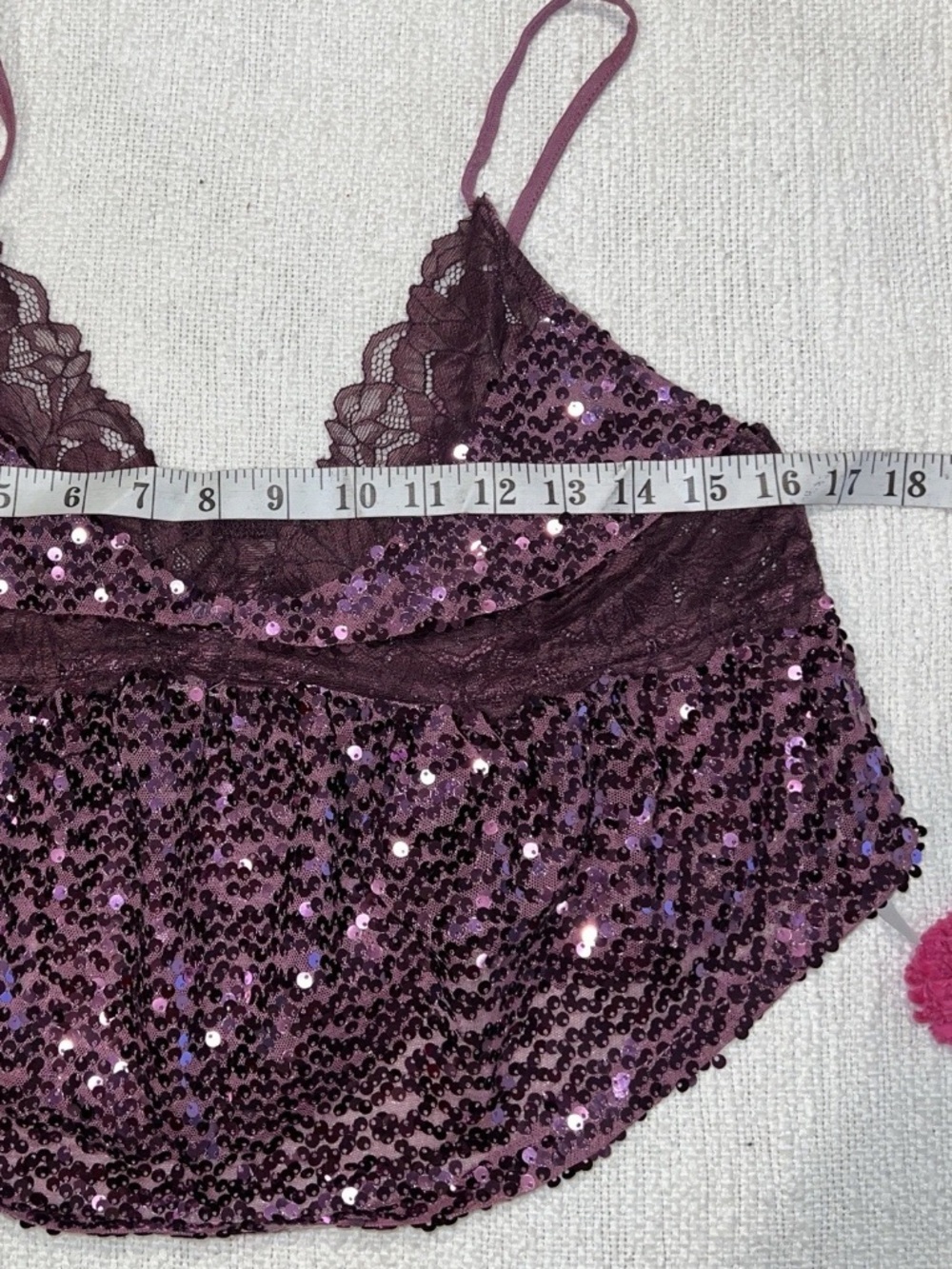 🆕 Free People Right Rhythm Sequin Cami Top Small Wine Combo - Picture 10 of 15